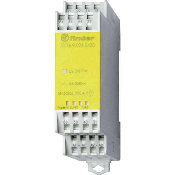 Finder 7S.16.9.024.5420 industrirelä Nominell spänning: 24 V/DC Växelström (max): 6 A 4 NO, 2 NC 1 st