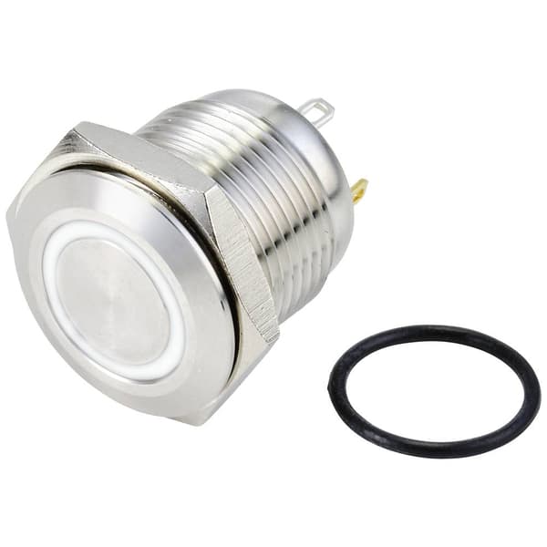 TRU COMPONENTS TC-10090924 GQ16F-10E/J/W/24V/S Vandalskyddad Tryckströmbrytare 48 V/DC 2 A 1x Av/(På) momentan Vit IP65