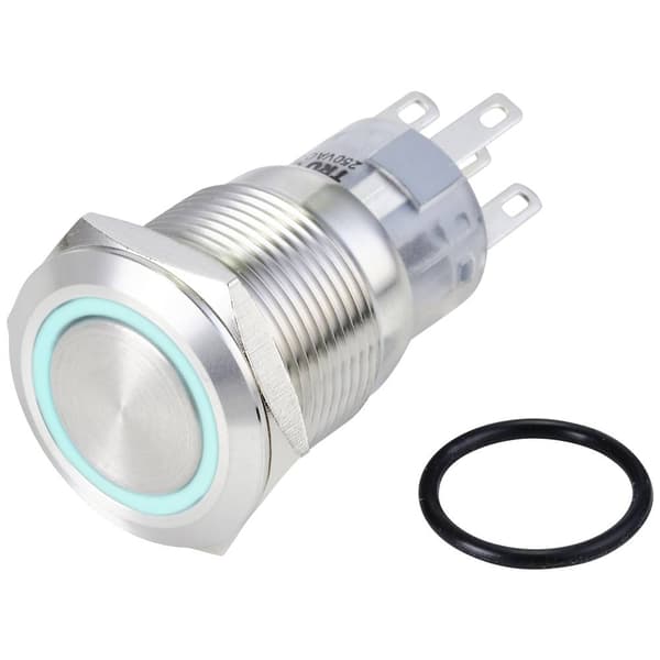 TRU COMPONENTS TC-10090952 LAS1-AGQ-11ZE/B/24V/S Vandalskyddad Tryckströmställare 250 V/AC 3 A 1x På/På låsande Blå IP6