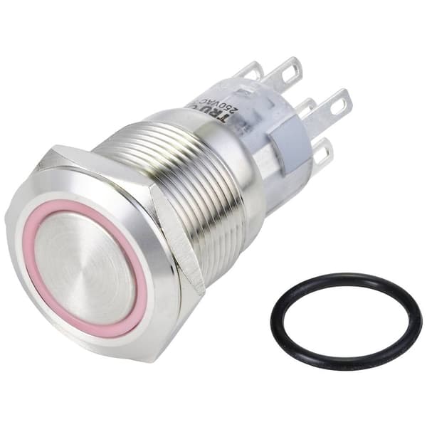 TRU COMPONENTS TC-10090960 LAS1-AGQ-22E/R/24V/S Vandalskyddad Tryckströmställare 250 V/AC 3 A 2x På/(På) momentan Röd I