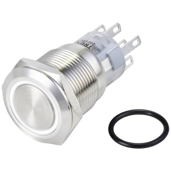 TRU COMPONENTS TC-10090988 LAS1-AGQ-22ZE/W/24V/S Vandalskyddad Tryckströmställare 250 V/AC 3 A 2x På/På låsande Vit IP6
