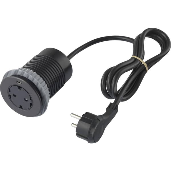 Sygonix SY-4780160 Eluttag Infälld USB-uttag, Petskydd, med USB-C® Svart