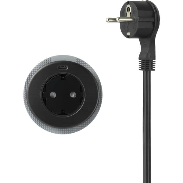 Sygonix SY-4780160 Eluttag Infälld USB-uttag, Petskydd, med USB-C® Svart
