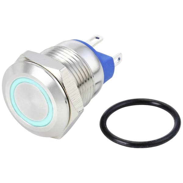 TRU COMPONENTS TC-10090904 GQ12-AF-10E/J/B/24V/S Vandalskyddad Tryckströmbrytare 48 V/DC 2 A 1x Av/(På) momentan Blå IP