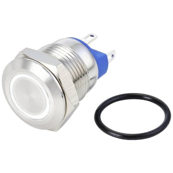TRU COMPONENTS TC-10090908 GQ12-AF-10E/J/W/24V/S Vandalskyddad Tryckströmbrytare 48 V/DC 2 A 1x Av/(På) momentan Vit IP