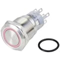 Miniatyrbild 1 av 2: TRU COMPONENTS TC-10090976 LAS1-AGQ-22ZE/R/24V/S Vandalskyddad Tryckströmställare 250 V/AC 3 A 2x På/På låsande Röd IP6