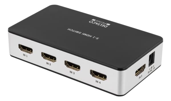 DELTACO PRIME Premium 5 Port HDMI Switch with IR Wireless Remote