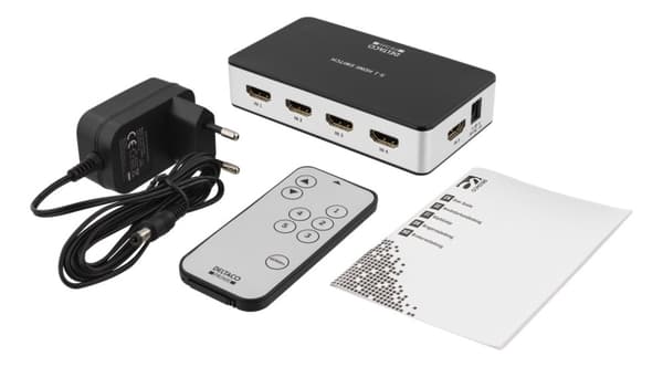 DELTACO PRIME Premium 5 Port HDMI Switch with IR Wireless Remote