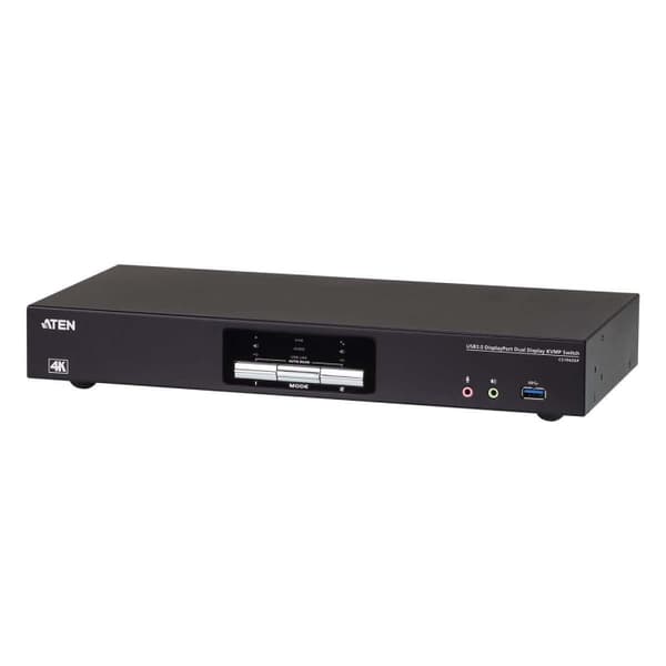 2-portars USB 3.0 4K DisplayPort KVMP™-bryter med to skjermer Sort