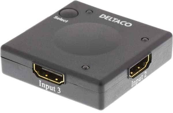 DELTACO automatisk HDMI-switch med tre indgange til en udgang, fungere