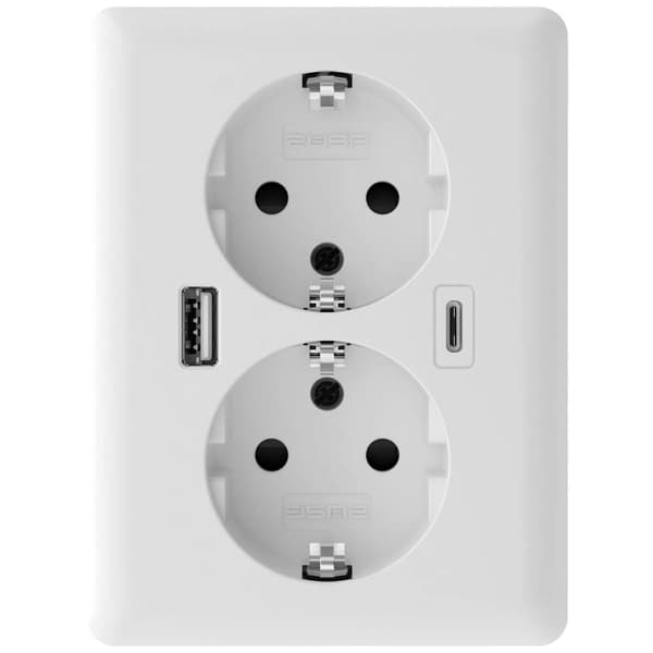 2USB 2U-449221 Infälld dosa med USB-C®, med USB- Laddningsutgång Vit (glänsande)
