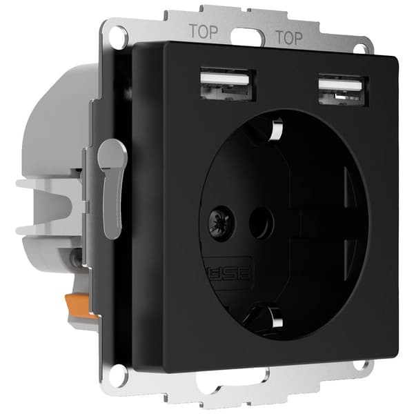2USB 2U-449634 Infälld dosa Svart (matt)