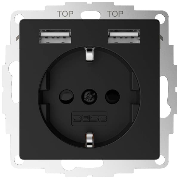 2USB 2U-449634 Infälld dosa Svart (matt)
