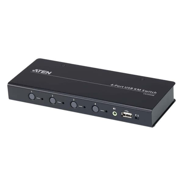 4-ports USB Gränslös KVM™-switch (kablar ingår) Sort