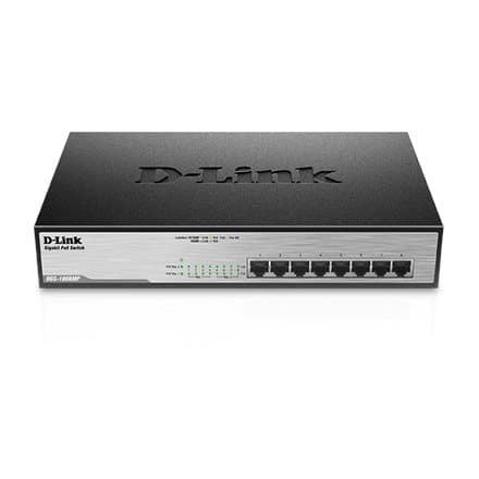 SWITCH PoE D-LINK  8 porturi Gigabit (8 PoE+), IEEE 802.3af/at, carcasa metalica, rackabil, "DGS-1008MP"(timbru verde 2 lei) Svart