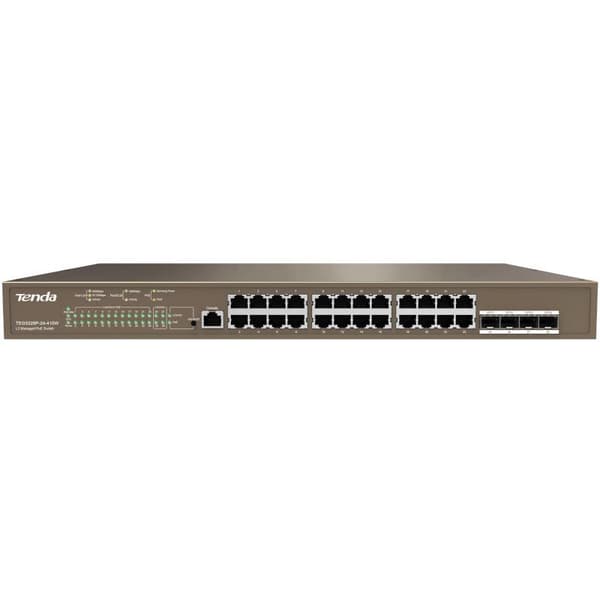 SWITCH Tenda cu management L3 cu 28 porturi (24 x GE, 4 x SFP) carcasa metalica, rackabil "TEG5310P-8-150W" (timbru verde 2 lei) Sort