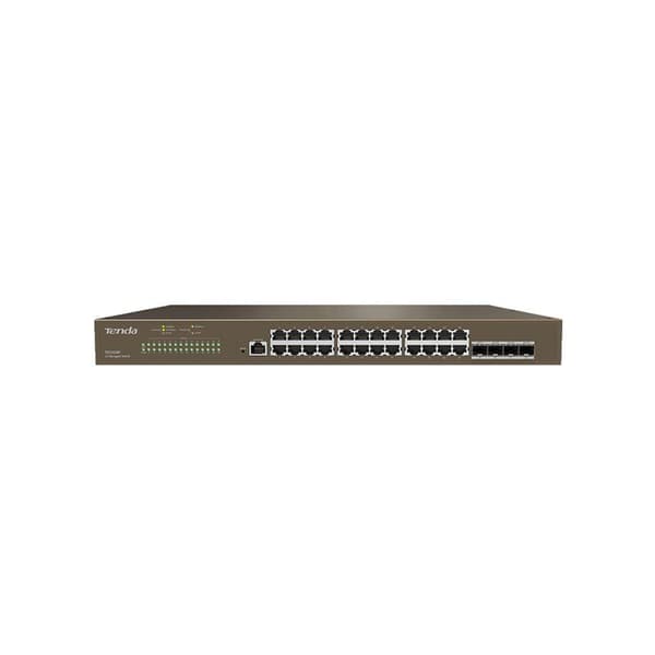 SWITCH Tenda, Gigabit x 24, SFP x 4, managed, "TEG3328F" (timbru verde 2 lei) Brun
