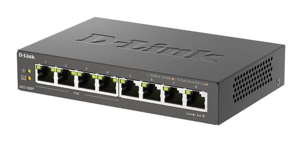 D-Link | 8-Port Gigabit PoE Switch (4xPoE) | DGS-1008P | Unmanaged | Desktop | Power supply type External