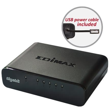 Switch EDIMAX ES-5500G V3, 5 Ports, Gigabit Svart