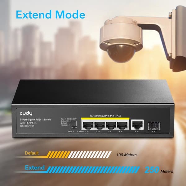 Switch Cudy GS1005PTS1, 5-Port Gigabit PoE+ Switch with 1 SFP Slot