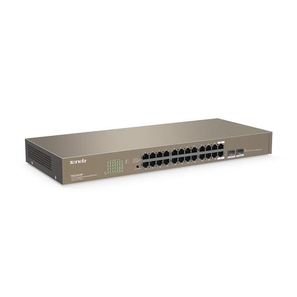 SWITCH Tenda 24 porturi Gigabit + 2 porturi SFP, carcasa metalica rackabil, "TEG1024F" (timbru verde 2 lei) Harmaa