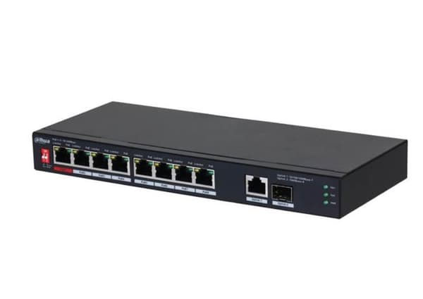 Switch|DAHUA|PFS3110-8ET1GT1GF-96|Desktop/pedestal|8x10Base-T / 100Base-TX|1x10Base-T / 100Base-TX / 1000Base-T|2x1000Base-T|PoE ports 8|96 Watts|DH-P Sort