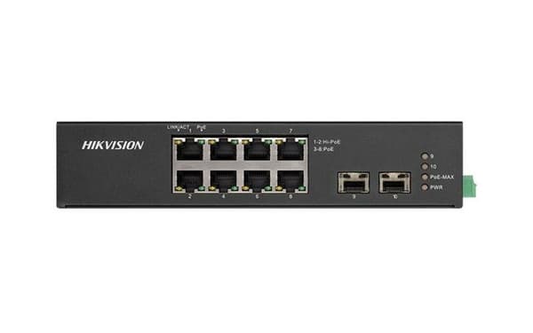 SWITCH Hikvision, Gigabit x 8, SFP x 2, carcasa metalica, "DS-3T0510HP-E/HS" (timbru verde 2 lei) Sort