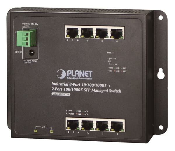 PLANET WGS-4215-8T2S network switch Managed L2 Gigabit Ethernet (10/100/1000) Black