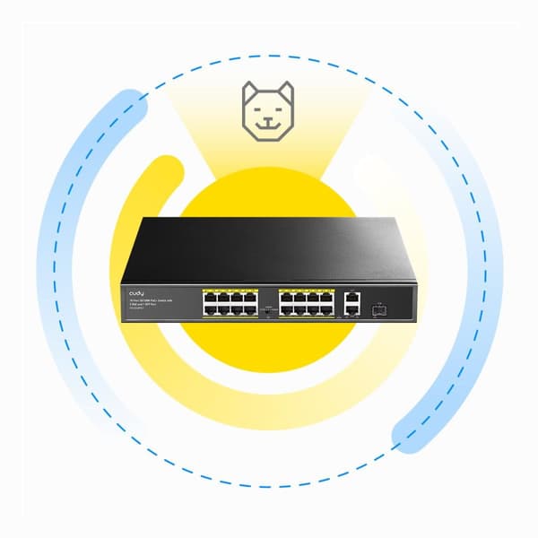 Switch Cudy FS1018PS1, 16-Port 10/100M PoE+ Switch, 2 x Gigabit ports, 1 x SFP Slot