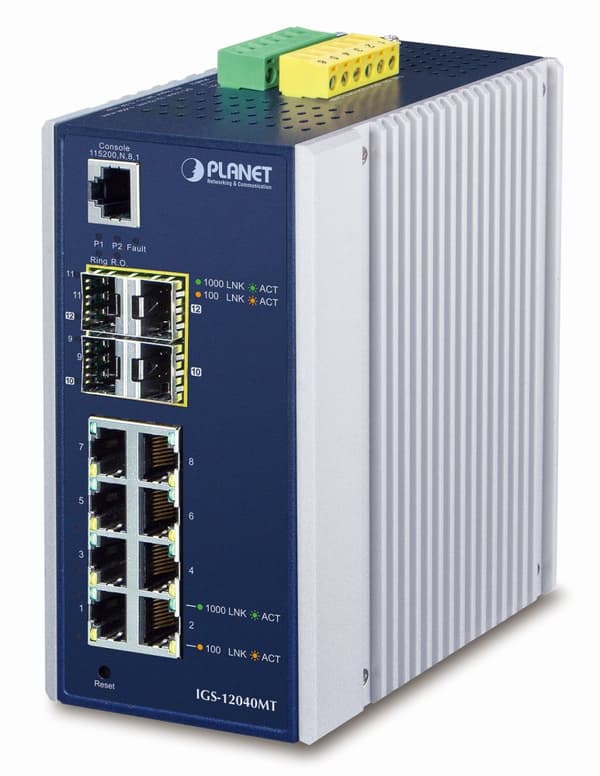 PLANET IGS-12040MT network switch Managed L2+ Gigabit Ethernet (10/100/1000) Blue, White Blå, Hvid
