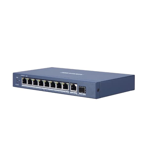 SWITCH PoE HIKVISION,  port Gigabit x 8, SFP SFP x 1, unmanaged, nerackabil, carcasa metalica, "DS-3E0510P-E" (timbru verde 2 lei)