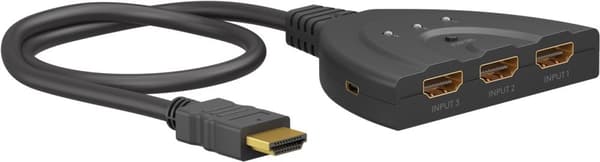 Goobay Manuell HDMI™-bryter 3 til 1 (4K @ 60 Hz) for å bytte mellom 3 x HDMI™-enheter koblet til 1 x HDMI™-skjerm