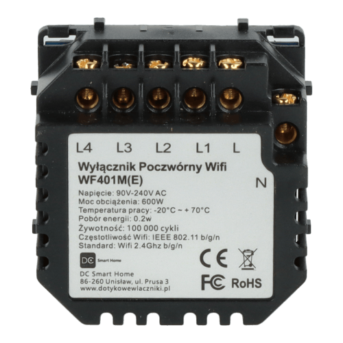 Fyrdubbel Wi-Fi + BL Light Switch Module med N