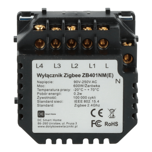 Quad ZigBee lysafbrydermodul med N