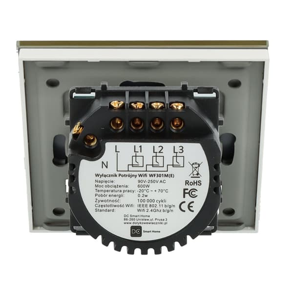 Triple touch switch Wi-Fi + BL Gold med N__