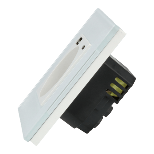 Enkelt eluttag med snabb USB A+C laddare Vit med glasram__ 20W__