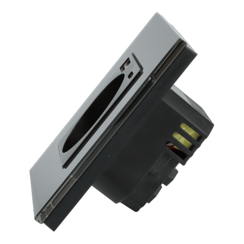 Enkelt stikkontakt med hurtig USB A+C oplader Sort med glasramme__ 20W__