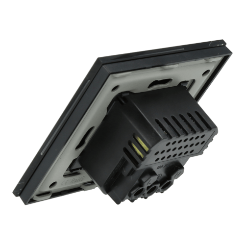 Enkelt stikkontakt med hurtig USB A+C oplader Sort med glasramme__ 20W__