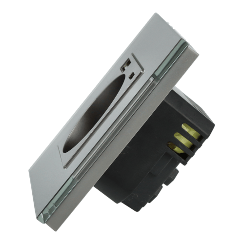 Yksi pistorasia nopealla USB A+C -laturilla Harmaa lasikehyksellä__ 20W__