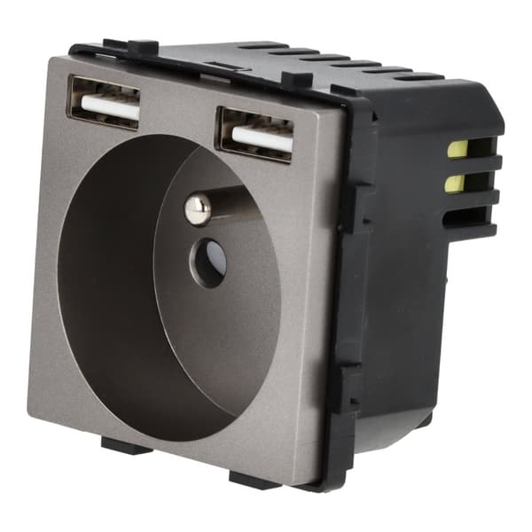 Pistorasiamoduuli USB-laturilla AA 230V harmaa