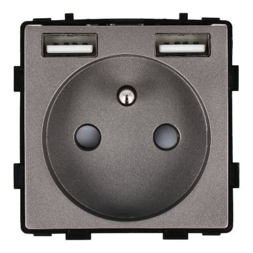 Pistorasiamoduuli USB-laturilla AA 230V harmaa