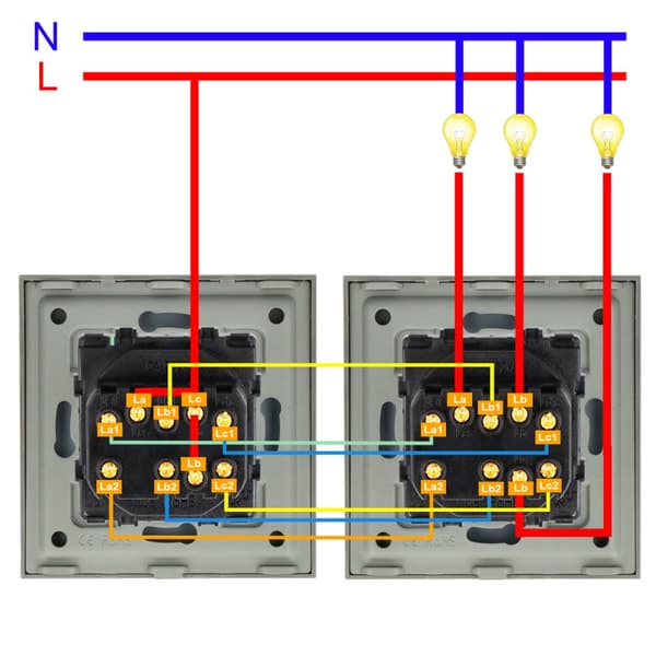 Tredobbelt mekanisk afbrydermodul, hvid