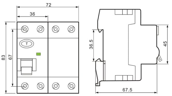 63A 30mA AC 4P TRACON differentialafbryder