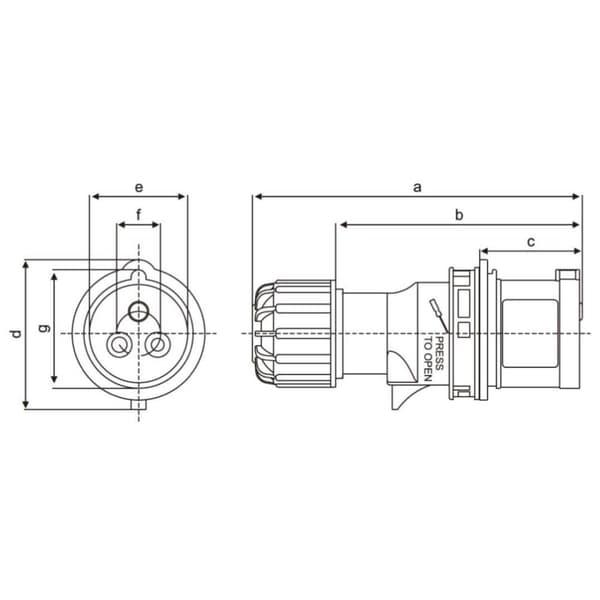 Strømstik 32A 400V 3P+N+E IP44 med spole