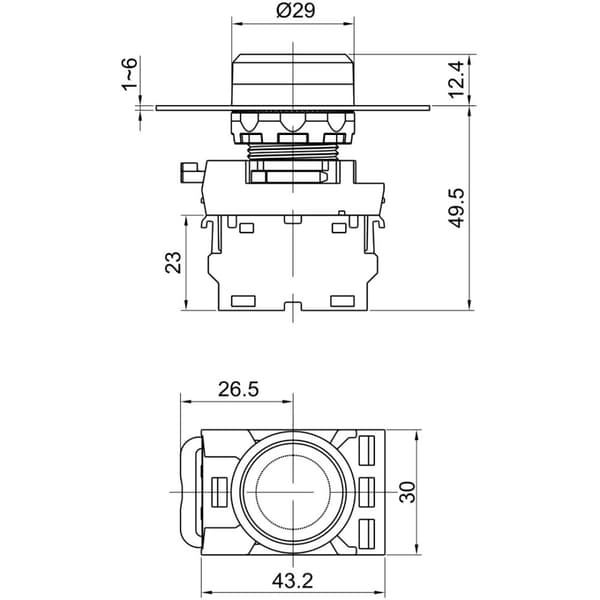 Täckt tryckknapp, grön 1xNO, 5A/230V IP65