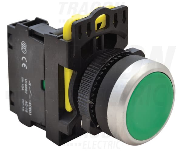 Täckt tryckknapp, grön 1xNO, 5A/230V IP65