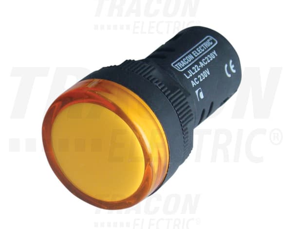 LED-indikatorlampe, gul 230V AC/DC, d=22mm