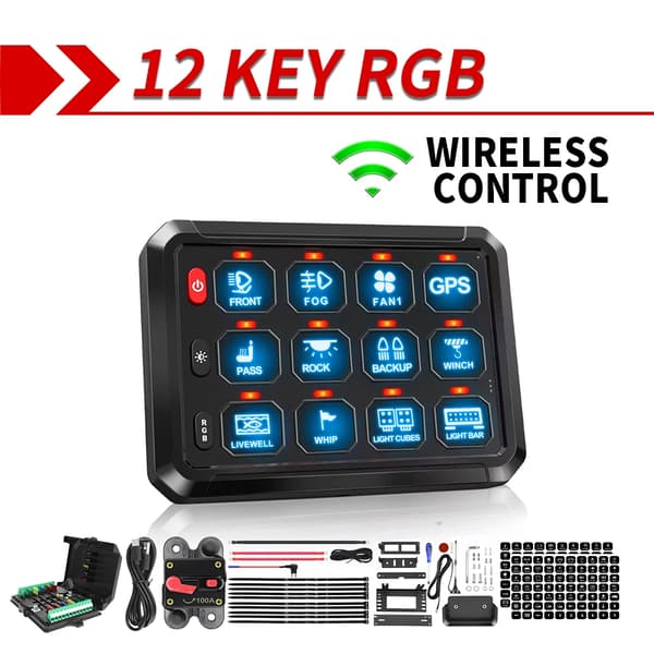 RGB Tænd/sluk-panel, 12-gangs APP-kontrol, multi-position installation,12 Gear Trådløs