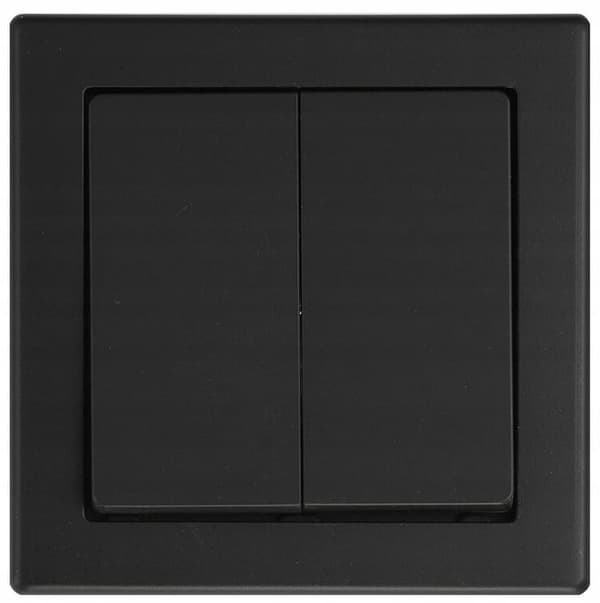 Dobbelt lysekroneafbryder 7x7cm Indbygget afbryder Mat sort