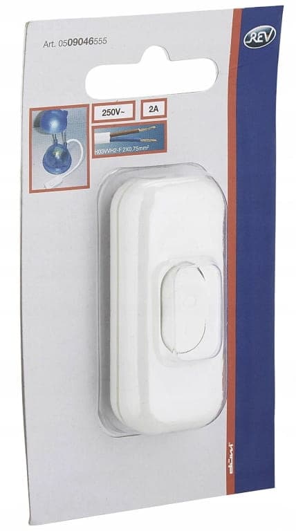 Vippeafbryder til 1-polet kabel 2,5A 250V Hvid